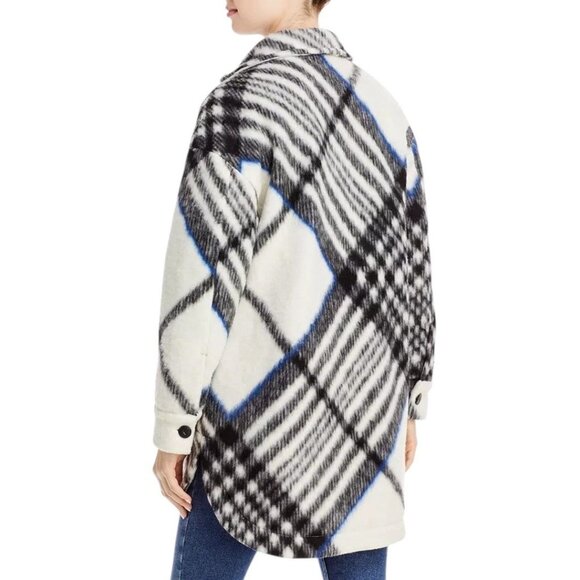 ANINE BING Oakley Cream Tartan Plaid Oversized Jacket / Coat Size L NWOT - Picture 4 of 15